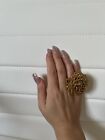 BNWT New NATIONAL GALLERY large statement gold beaded flower ring 4cm flower