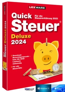 Lexware QuickSteuer Deluxe 2024 Pełna wersja Rok podatkowy 2023 Pobierz NOWY - Zdjęcie 1 z 6