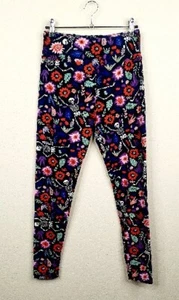 Lularoe Leggings Floral Skull Celebrating Dia De Muertos Size One - Picture 1 of 5