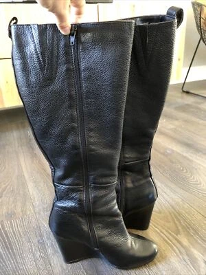 Botas de cuña FITZWELL de cuero granulado negras usadas en excelente estado 7 Foto 1 de 4