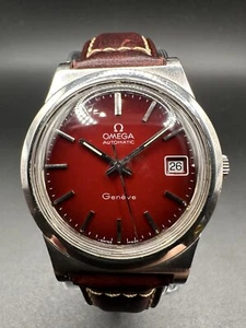 1972 Omega Geneve Automatic Stainless 36mm Watch w/ Original Fume Red Dial- EXC+ - Picture 1 of 21