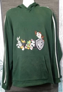 VTG warner brothers looney tunes sweater hoodie XL 3d rubber insignia stripes - Picture 1 of 11