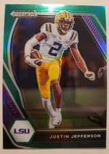 Justin Jefferson 2021 Prizm Draft Picks Green Parallel Card #56
