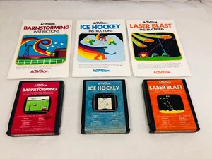 Juegos Atari Activision Barnstorming, Hockey sobre Hielo, Explosión Láser con Manuales Probados - Imagen 1 de 12