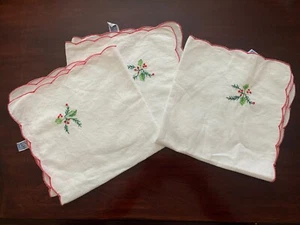 Imperial Elegance Napkins HOLLY Scalloped 100% Cotton 15” LOT Of 3 - Picture 1 of 10