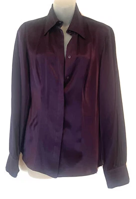 Blusa Top MEXX Púrpura Profundo 100% Seda Satén Manga Larga Mujer EU38 (AUS 10 US6) Foto 1 de 4