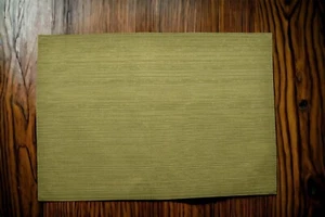 Set of 4 Elegant Avocado Green Ribbed Fabric Placemats 13 in X 19 in - Picture 1 of 16