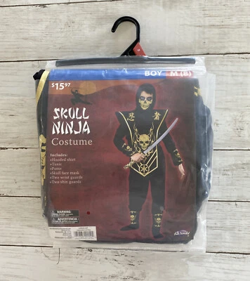 Disfraz Calavera Ninja Halloween Niños 6 Piezas Set Negro/Dorado Mediano (8) Foto 1 de 4
