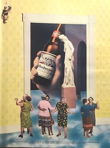 Budweiser Crazy Cat Damas Bailando Juntas Anuncio Impreso Vintage 1983 *Ver Descripción** - Imagen 1 de 2