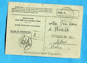 AVVISO RICEVIMENTO FRA ITALIA E AUSTRIA con bolli VIENNA (257309) - Imagen 1 de 1