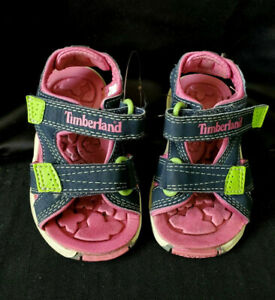 TIMBERLAND - NAVY, PINK MAUVE & LIME GREEN, TODDLER STRAPPY SANDALS - SIZE 5