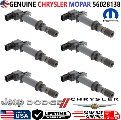 GENUINE MOPAR x6 Ignition Coils For 1999-2008 Dodge Jeep 3.7L V6 4.7L, 56028138 - Image 1 of 4