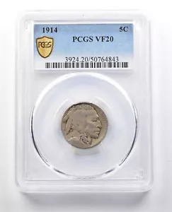 1914 Indian Head Buffalo Nickel VF20 PCGS 1914/3 1914/1913 *1323 - Picture 1 of 3