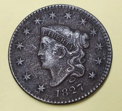 1827 Coronet Head Large Cent Us Mint Copper Coin Xf Extra Fine - Image 1 of 2