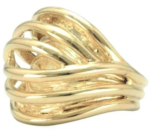 Band "Weave" Ring-Yellow Gold Plated-Shiny-3/4"Long-Comfy Fit-NEW with tags - Picture 1 of 8