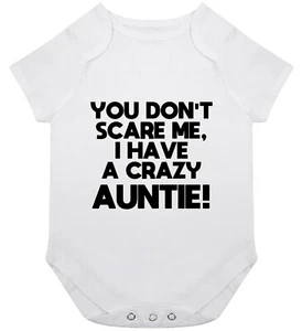 Auntie Babygrow Aunt Name Relatives Baby Grow Gift New Born Family Crazy Xmas - Picture 1 of 1