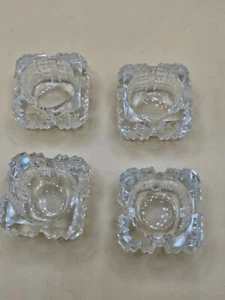4 Vintage Cut Glass clear, square, Salt Cellars with Glass Spoons, very nice! - Bild 1 von 15