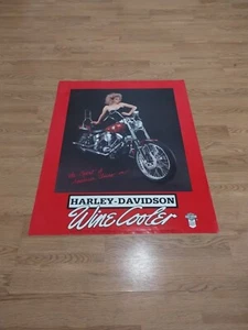 1986 HARLEY DAVIDSON WINE COOLER POSTER THE SPIRIT OF AMERICA LIVES ON! 26"x20" - Picture 1 of 13