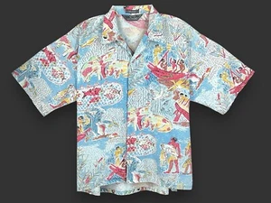 Vintage Le Tigre Shirt Men Vintage Hawaiian Beachy Colorful Camp 80s Made USA - Picture 1 of 15