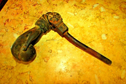 Antique cast Iron Hand Door Knocker, carved from more 100 years. (خباطة باب) Cover