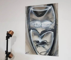 TOM WATTS Batman's "GHOST" Pop Art DARK KNIGHT Abstract Painting Canvas 90x60cm - Picture 1 of 14