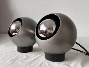 Space Age Magnetic Brushed Steel Eyeball Lamps Desktop Or Wall 1970 60s - Picture 1 of 22