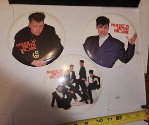 Vintage New Kids on the Block Lot of 3 Large 6" Pin Backs Photo NKOTB Band 1989 - Picture 1 of 9