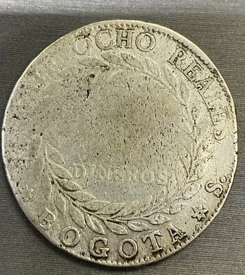 Overdate Silver Coin Error 1846/5 Colombia Bogota Ocho 8 Reales Libertad Plata $ - Image 1 of 4