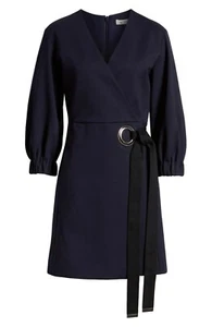 NEW Tibi Wrap Front Minidress in navy - Size 10 #D3925 - Picture 1 of 8