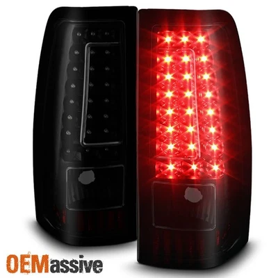 Fit  1999-2002 Chevy Silverado GMC Sierra Black Smoked LED Tail Lights Lamp - Image 1 of 4