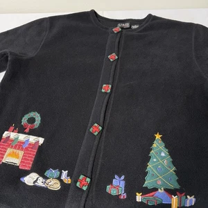C & B Sport Holiday Fleece Weihnachtspullover mit Knopfleiste Damen Small - Bild 1 von 8