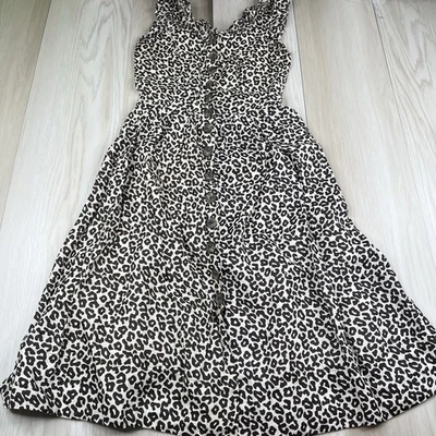 Платье миди Sea New York леопард оборка женское размер 2 коричневое - Изображение 1 из 4