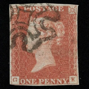 SG8 (BS11) 1d rote Imperf Platte 22 - GK - 4 Rand - gut - Bild 1 von 2