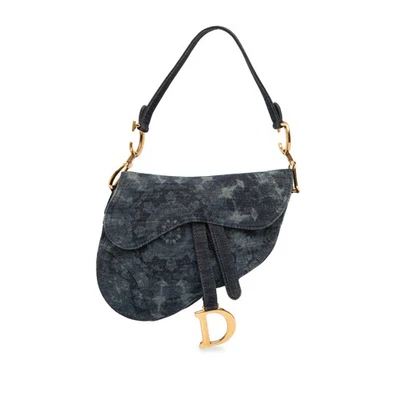 Authenticated Dior Tie Dye Saddle Bag Blue Dark Denim Fabric Shoulder - Image 1 of 4