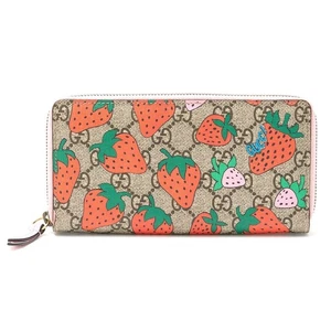 Gucci GG Supreme Strawberry Print Zip Around Wallet 573865 Long Leather 604913 - Picture 1 of 10