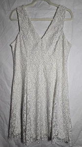 Kensie Kleider Elfenbein Silber Spitzenkleid Knielang Gr. 12 - Bild 1 von 9