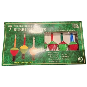 7 Bubble Lights Indoor Outdoor String Lights Christmas Holiday Decor - Picture 1 of 2