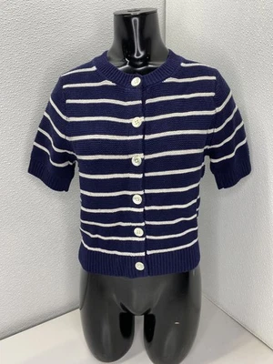 Alex Mill Womens Cardigan Sweater Blue/White Size XS Elle Striped Cotton Linen - Image 1 of 4