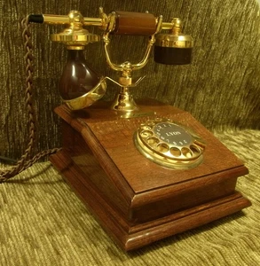 Téléphone ancien téléphone en bois LYON D Tel 301 1986 Telephone cadeau ! - Photo 1/5