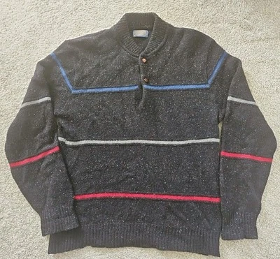 VTG Pendleton Men’s 100% Wool Size XL Sweater Striped Henley 2 Button Made USA - Image 1 of 4