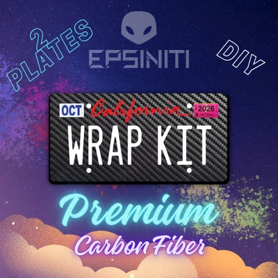 Cherry Red and White Carbon Fiber Textured California Plate Wrap DIY Kit - Image 1 of 4