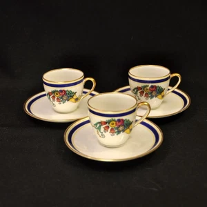 CA Charles Ahrenfeldt Limoges 3 Tassen Untertassen Demitasse Füllhorn Gold 1894-1930 - Bild 1 von 12