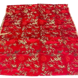 Vintage Red Silk Fabric Purchase Shanghai China Craft Home Decor DIY Living Room - Picture 1 of 10