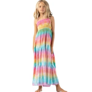 Tiare Hawaii Girls Kailani Lolli Tie Dye Halter Tiered Maxi Dress Size 10-12 - Picture 1 of 16
