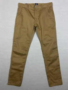 Industrialize IND/076 Men’s Cinch Back Slim Fit Trousers Khaki W34 L31 Heavy - Picture 1 of 16