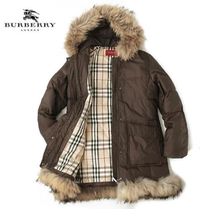 Burberry London Down Jacket Brown Nylon With Check Pattern Size 38 Women - Picture 1 of 24