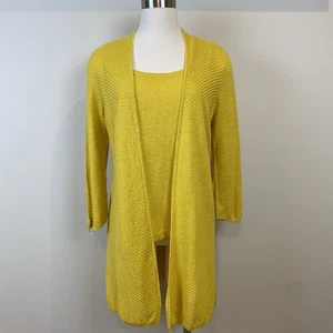 Conjunto de 2 suéteres Evan Picone etiqueta negra amarillo diente de león mezcla de lino talla XS y S - Imagen 1 de 16