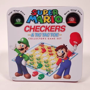 Nintendo Super Mario Checkers & Tic Tac Toe Game Tin Box Complete Collectors - Picture 1 of 7