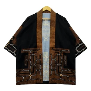NIBUTANI AINU CRAFT Happi Japanese Traditional Jacket Coat Black Brown Japan New - Bild 1 von 9