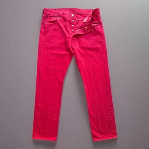 Vintage Levis 501 Button Fly Jeans Herren 36x34 Cherry Red Straight Leg Denim - Bild 1 von 14